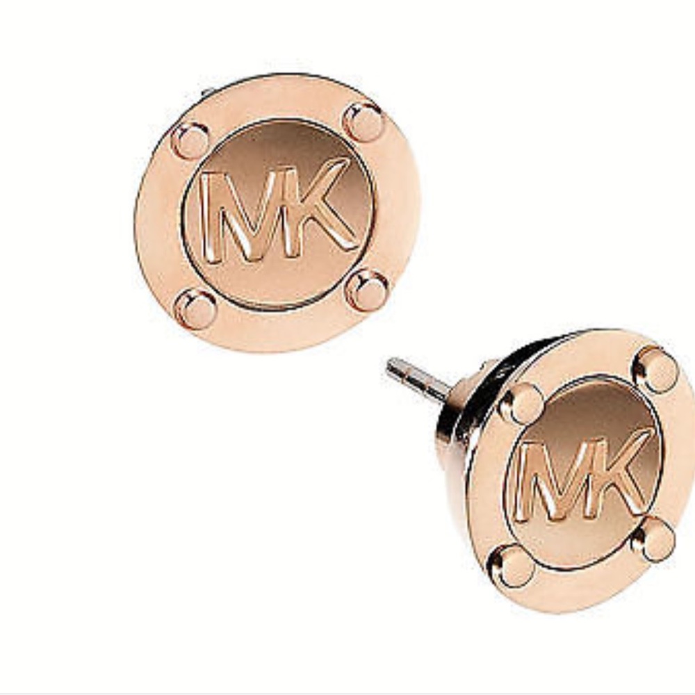Michael Kors Button Rose Gold Tone Earrings